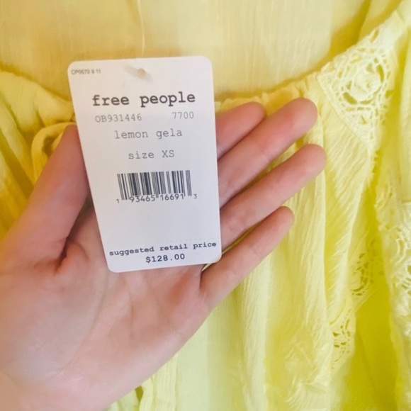New with Tags Free People Maria Maria Lace Blouse In Lemon Gela - Picture 5 of 7